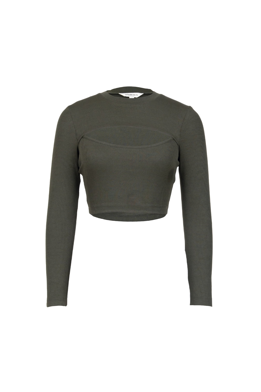 CUTOUT DETAIL OLIVE PULLOVER TOP