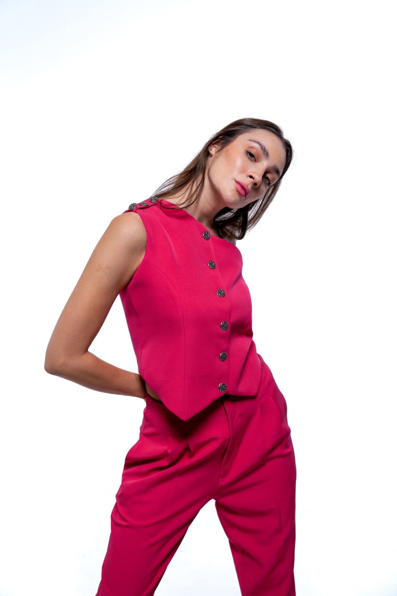 ASYMETRICAL ONE SHOULDER FUCHIA PINK TOP - Sotbella