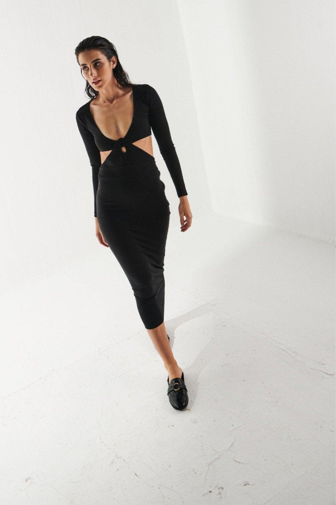 Black Cut Out Dress - Sotbella
