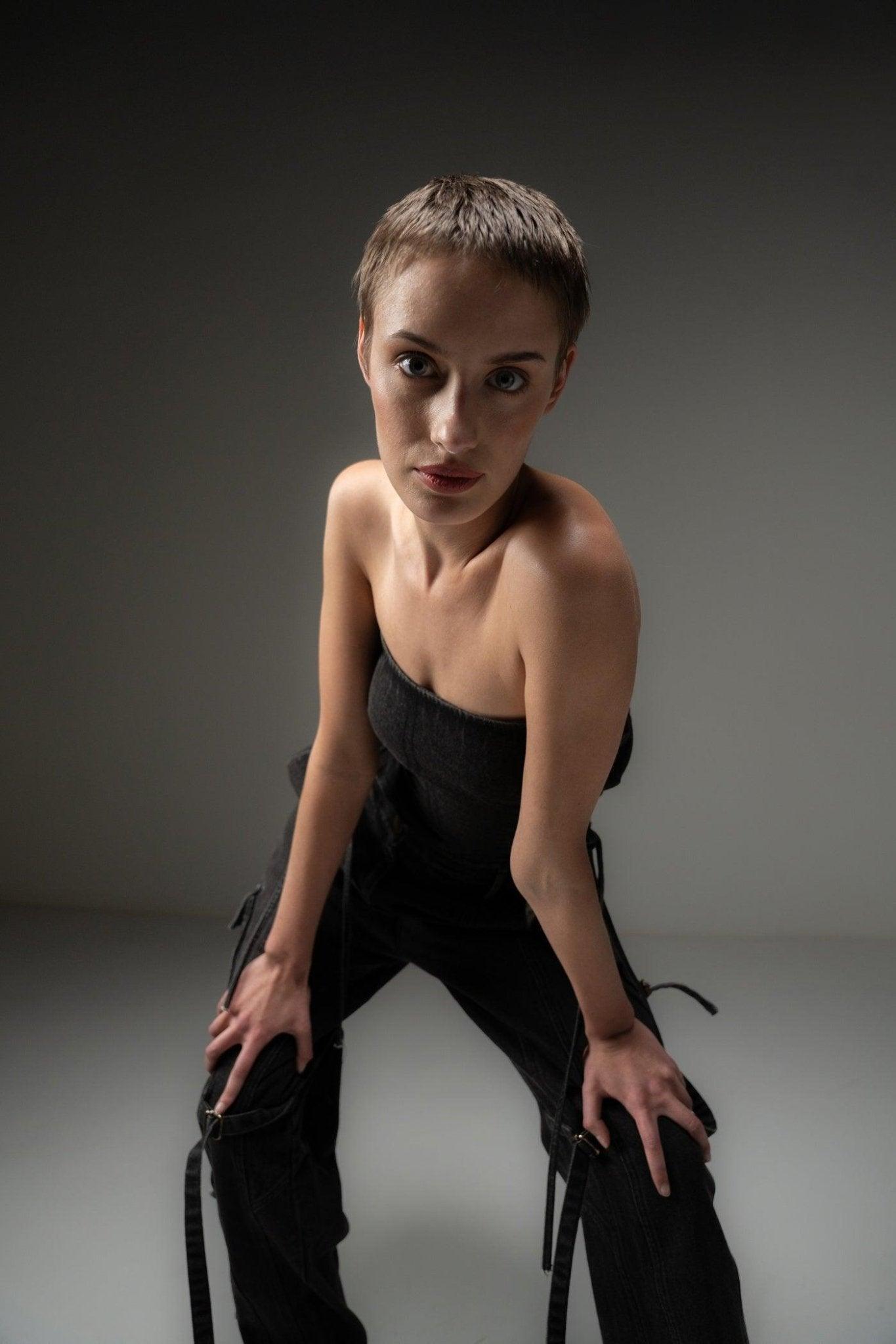 BLACK DENIM TUBE TOP - Sotbella