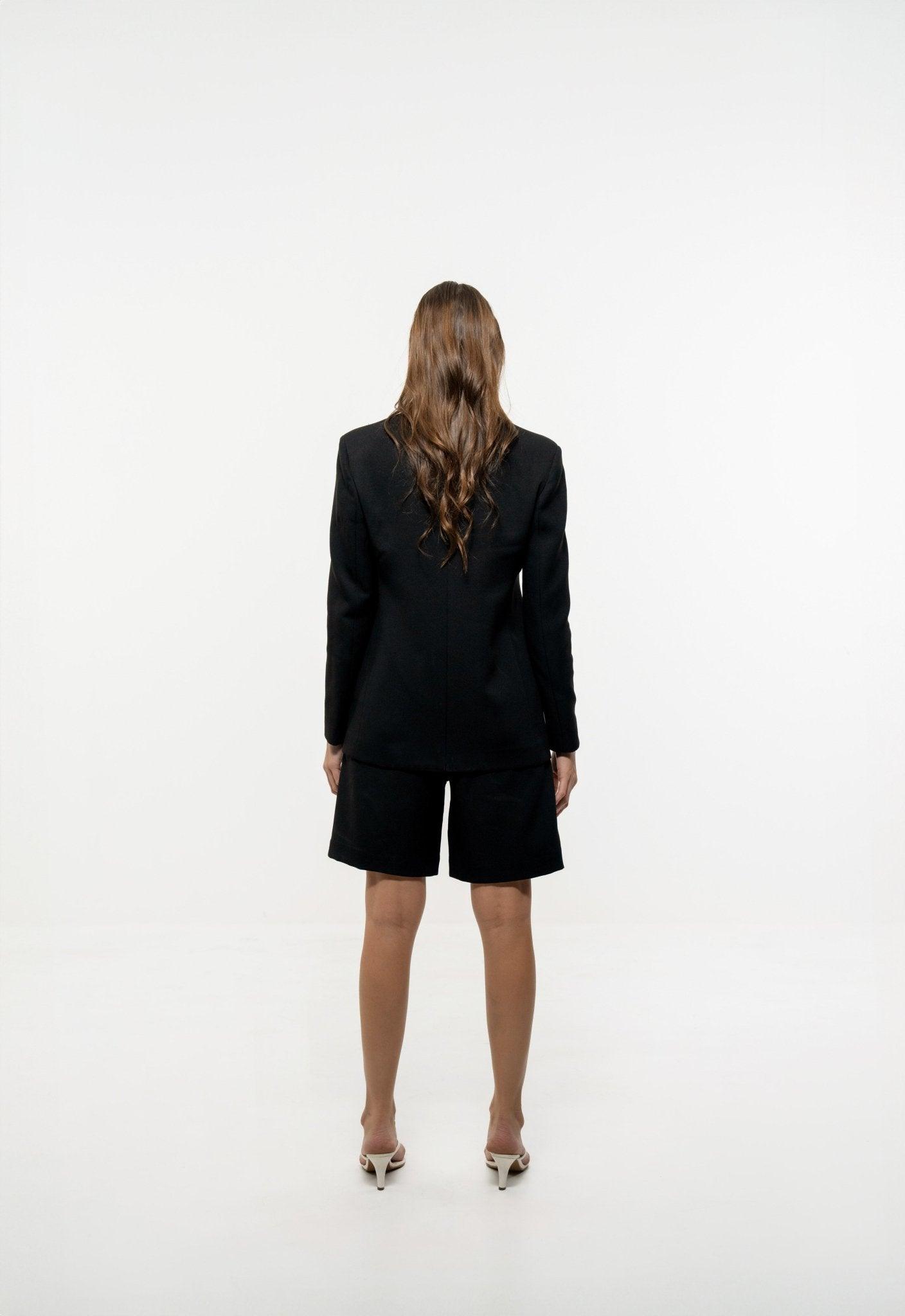 BLACK FORMAL WIDE SHORTS - Sotbella