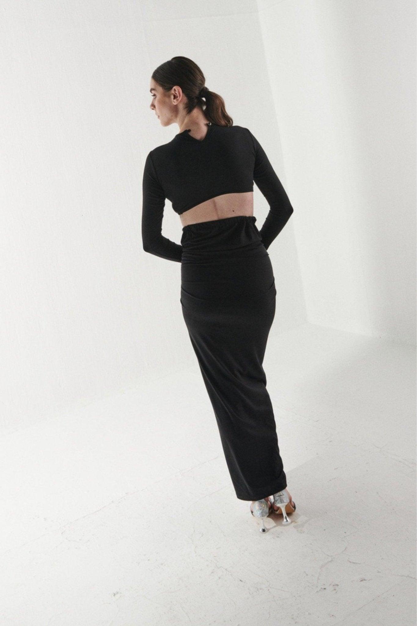 Black Full Sleeves Maxi Dress - Sotbella