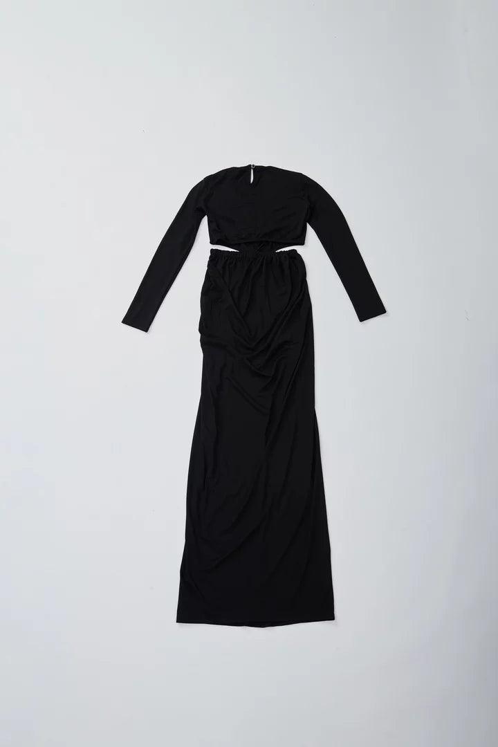 Black Full Sleeves Maxi Dress - Sotbella