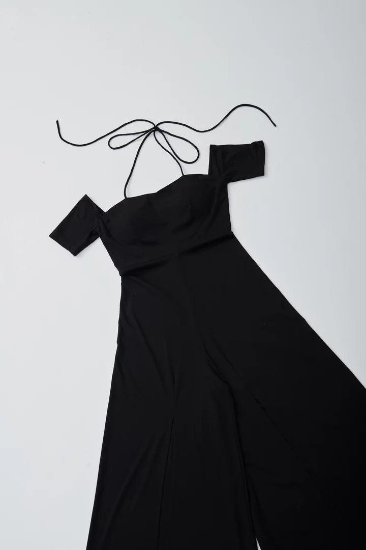 Black Jumpsuit With Slits - Sotbella