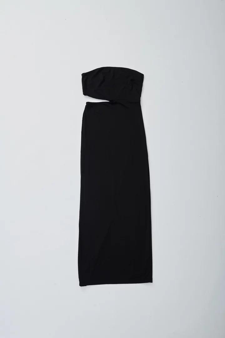 Black Off Shoulder Cut Out Dress - Sotbella