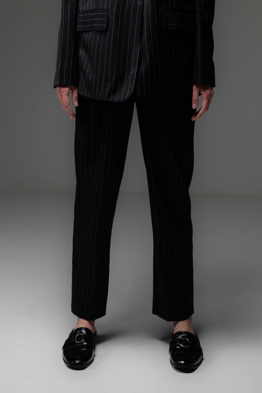 BLACK PINSTRIPE TROUSER - Sotbella
