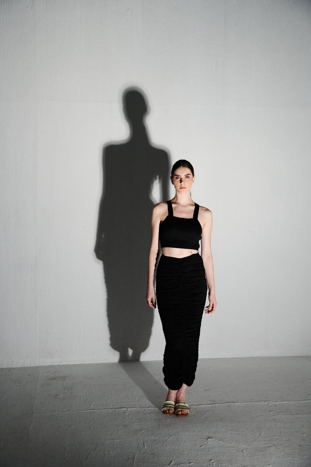 Black Ruched Skirt - Sotbella