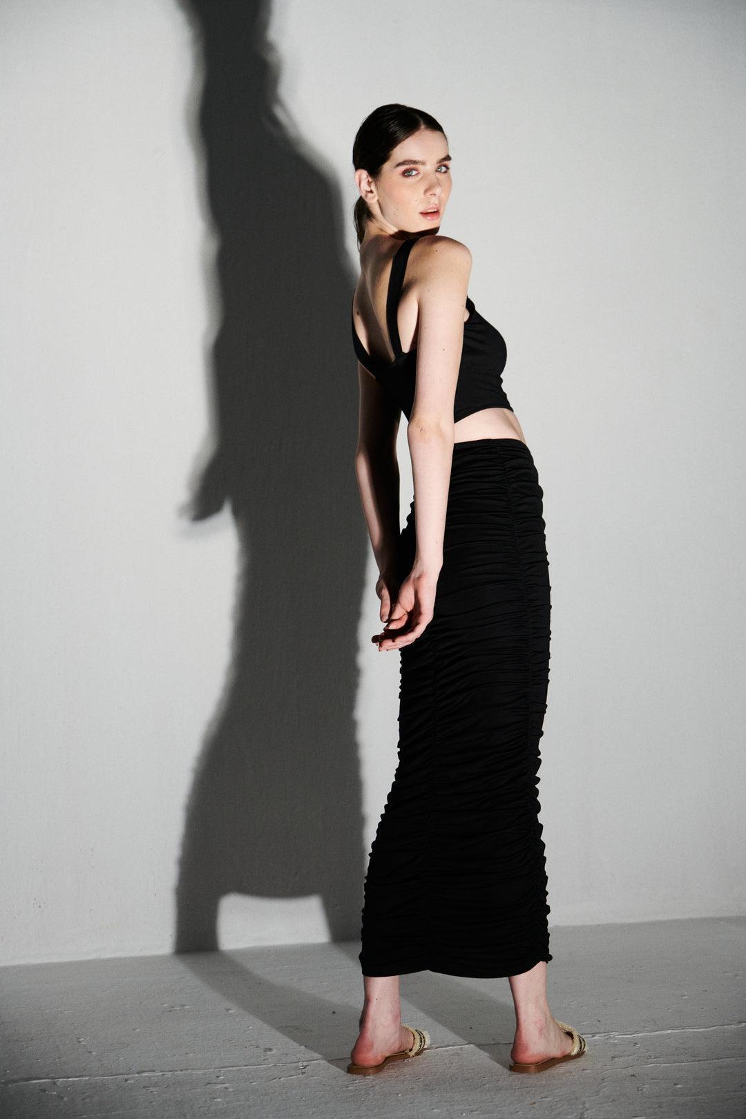 Black Ruched Skirt - Sotbella