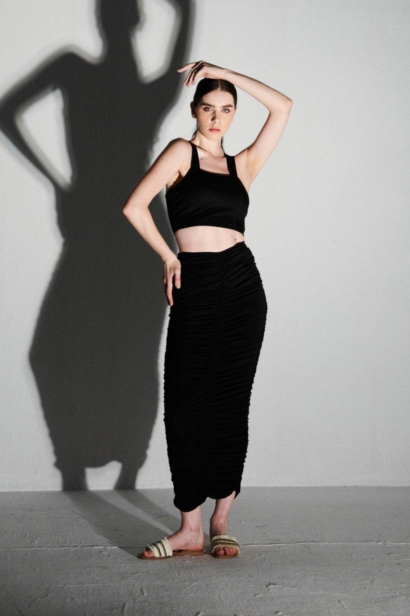Black Ruched Skirt - Sotbella
