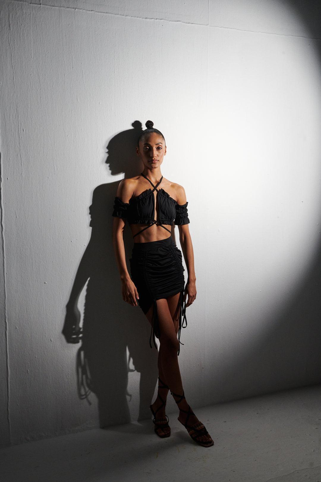 Black Ruched Skirt - Sotbella