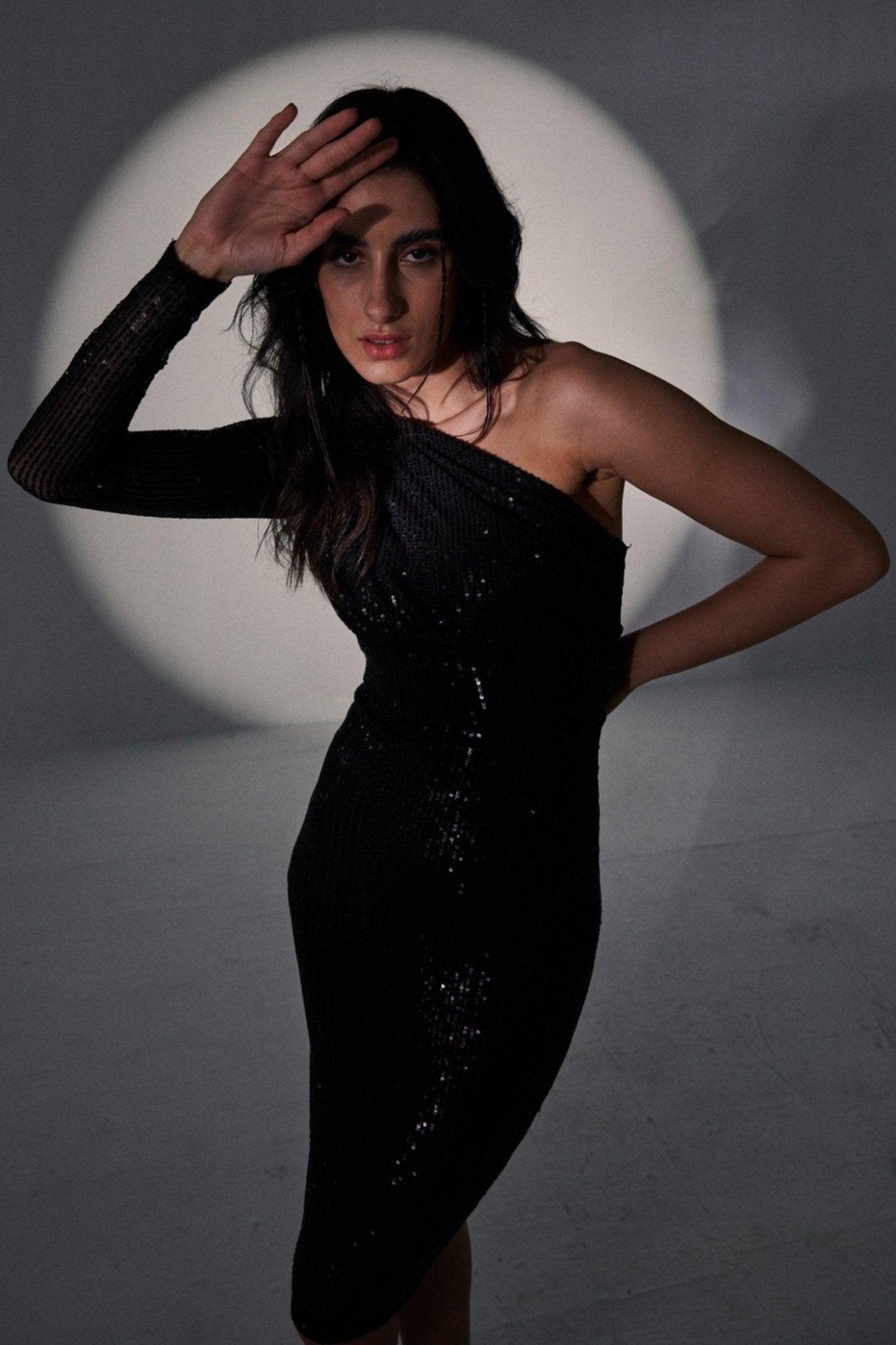 Black Sequin Party Dress - Sotbella