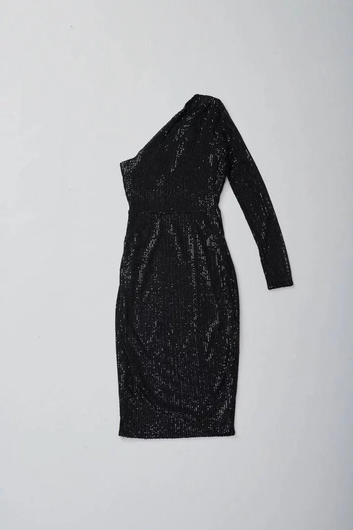 Black Sequin Party Dress - Sotbella