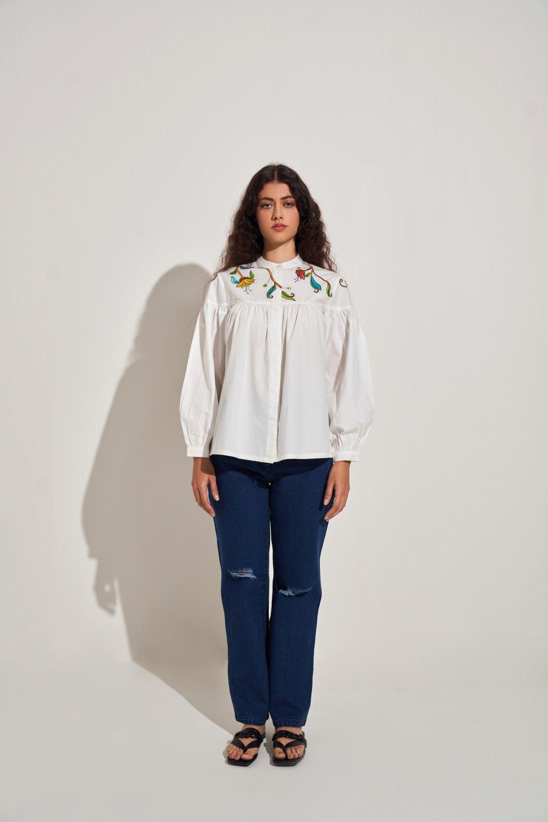 BLOOMING WHITE SHIRT - Sotbella