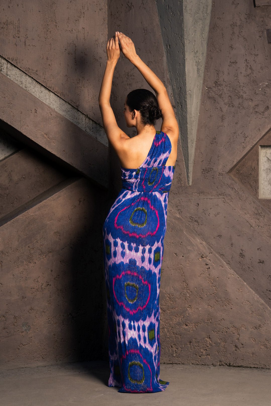 BLUE PRINTED LUREX DRESS - Sotbella