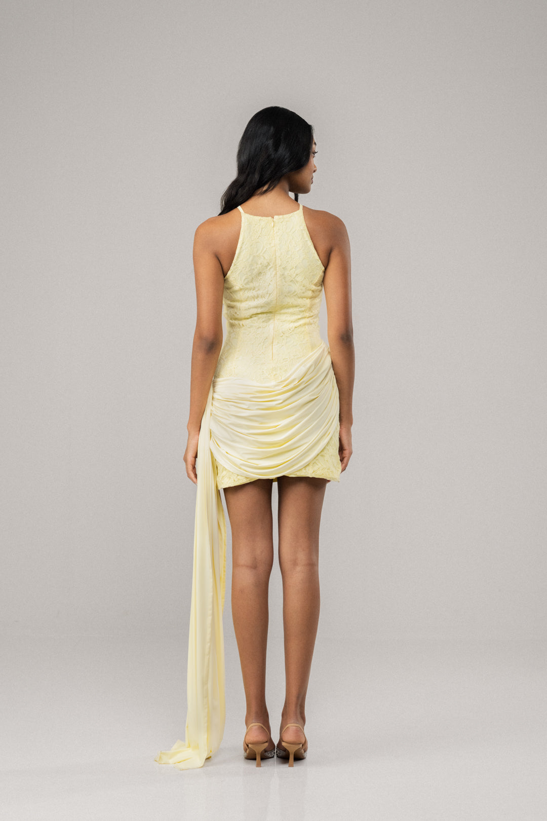 SUNLIT BUTTER YELLOW LACE MINI DRESS