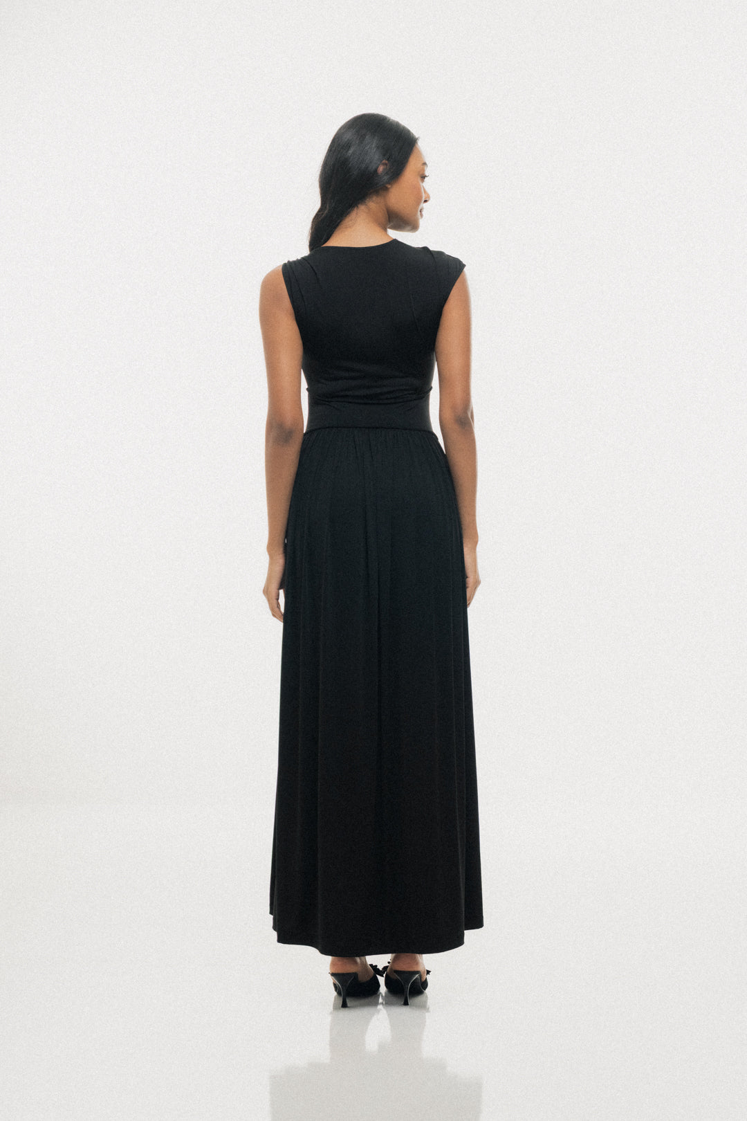 ONE-SHOULDER PLEATED MAXI DRESS