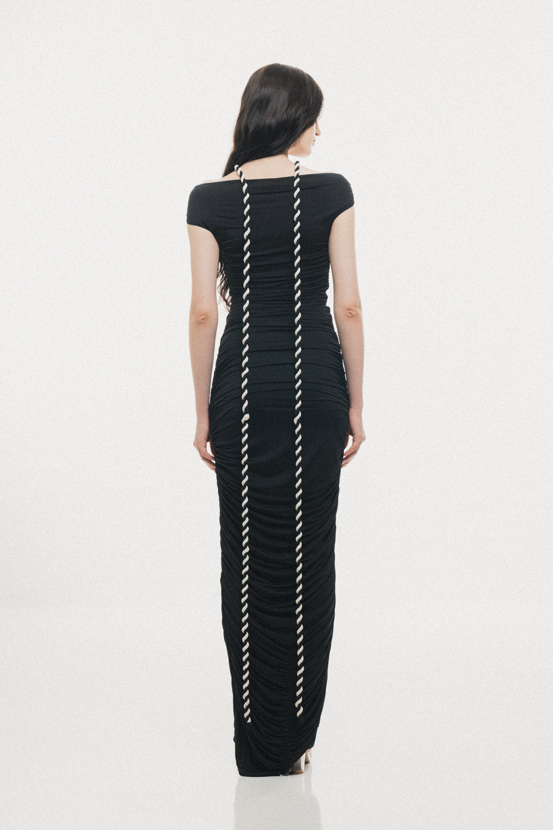OFF-SHOULDER MAXI DRESS WITH ROPE & RING DETAIL