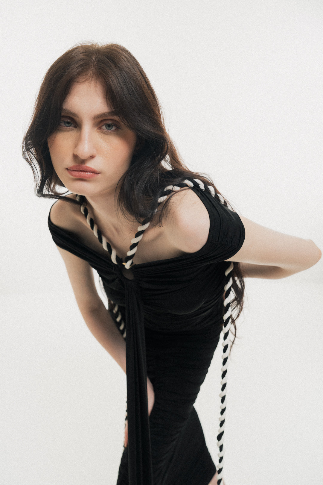 OFF-SHOULDER MAXI DRESS WITH ROPE & RING DETAIL