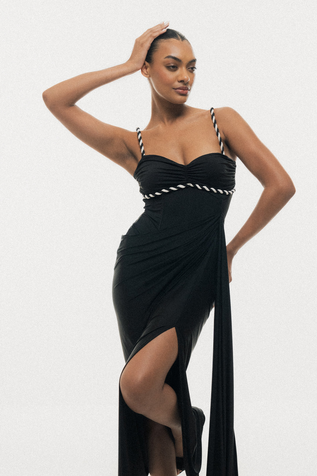 TWISTED CORD ROPE STRAP MAXI DRESS