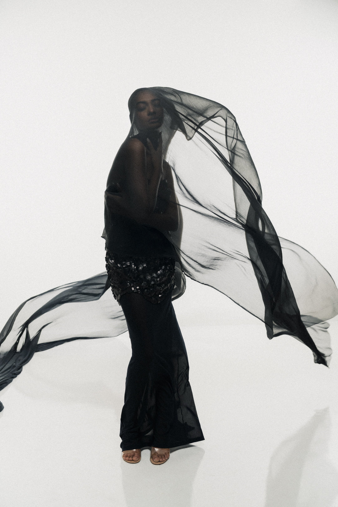 MIDNIGHT BLACK SEQUIN BODYCON MAXI DRESS