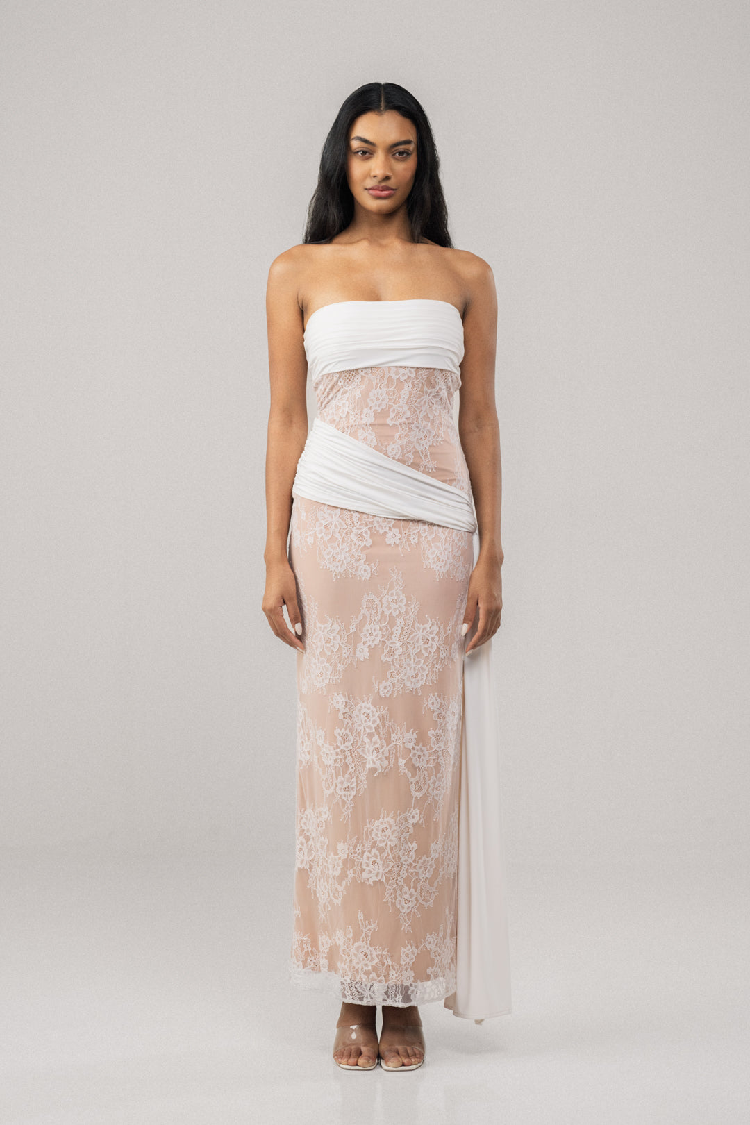 WHITE LACE BODYCON MAXI DRESS