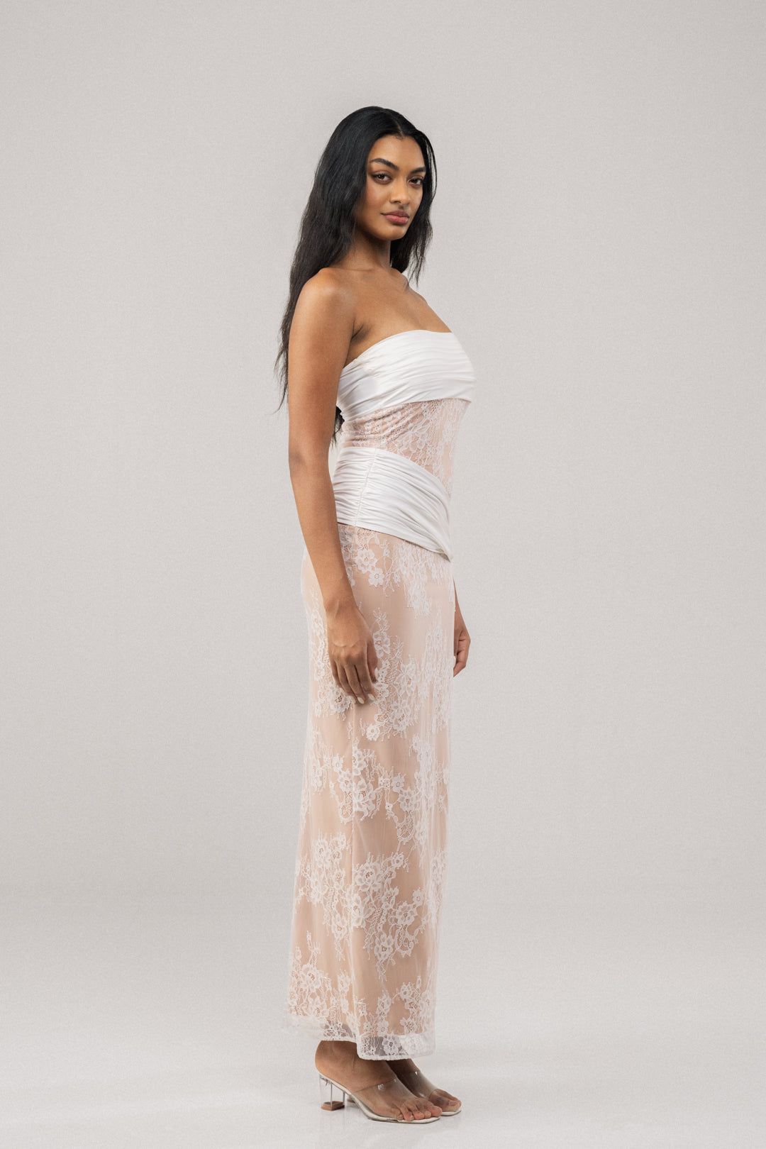WHITE LACE BODYCON MAXI DRESS