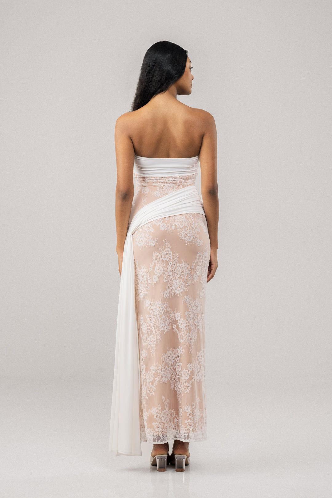 WHITE LACE BODYCON MAXI DRESS