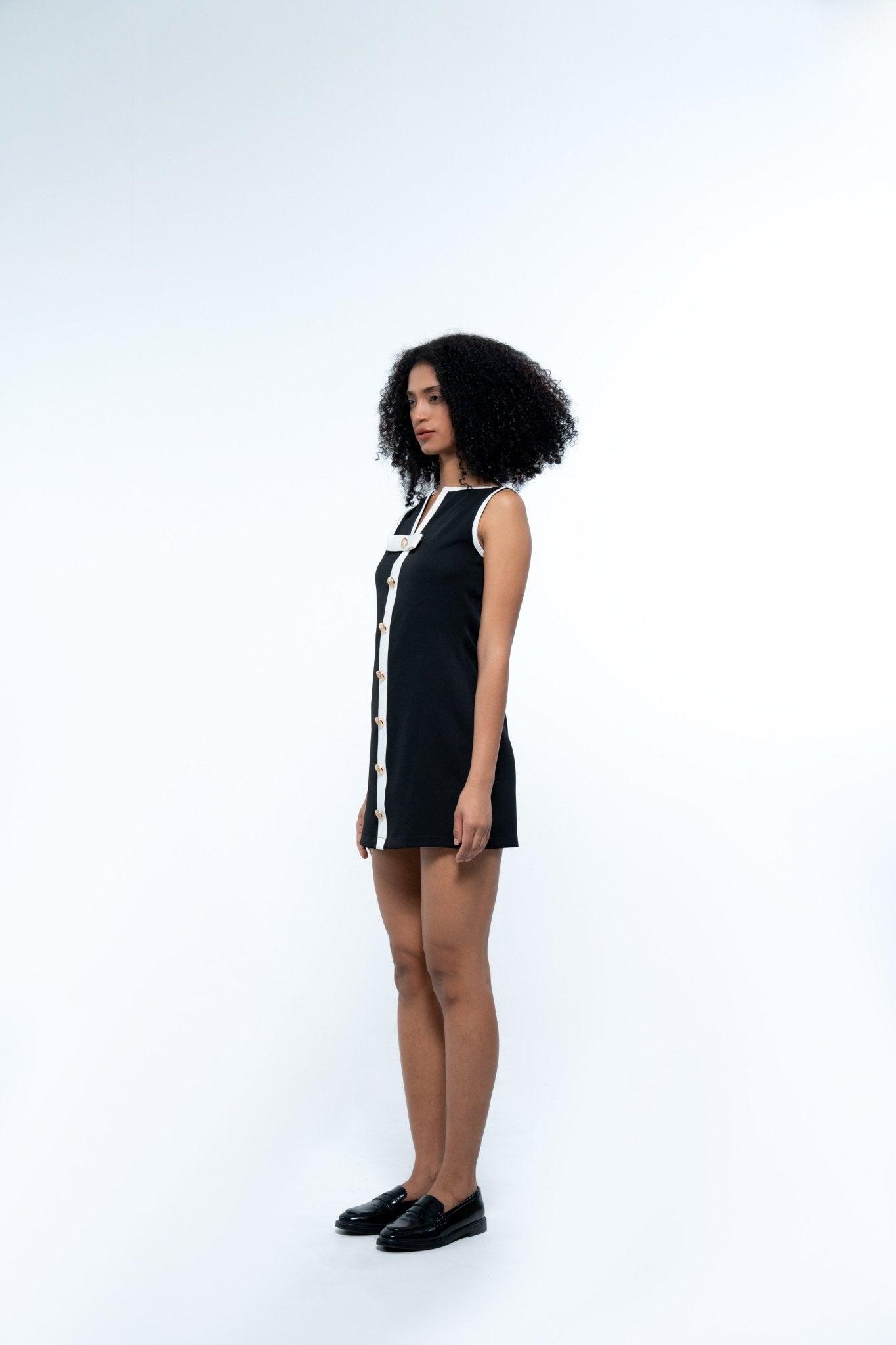 COLORBLOCKED SHORT DRESS WITH BOW DETAIL - Sotbella