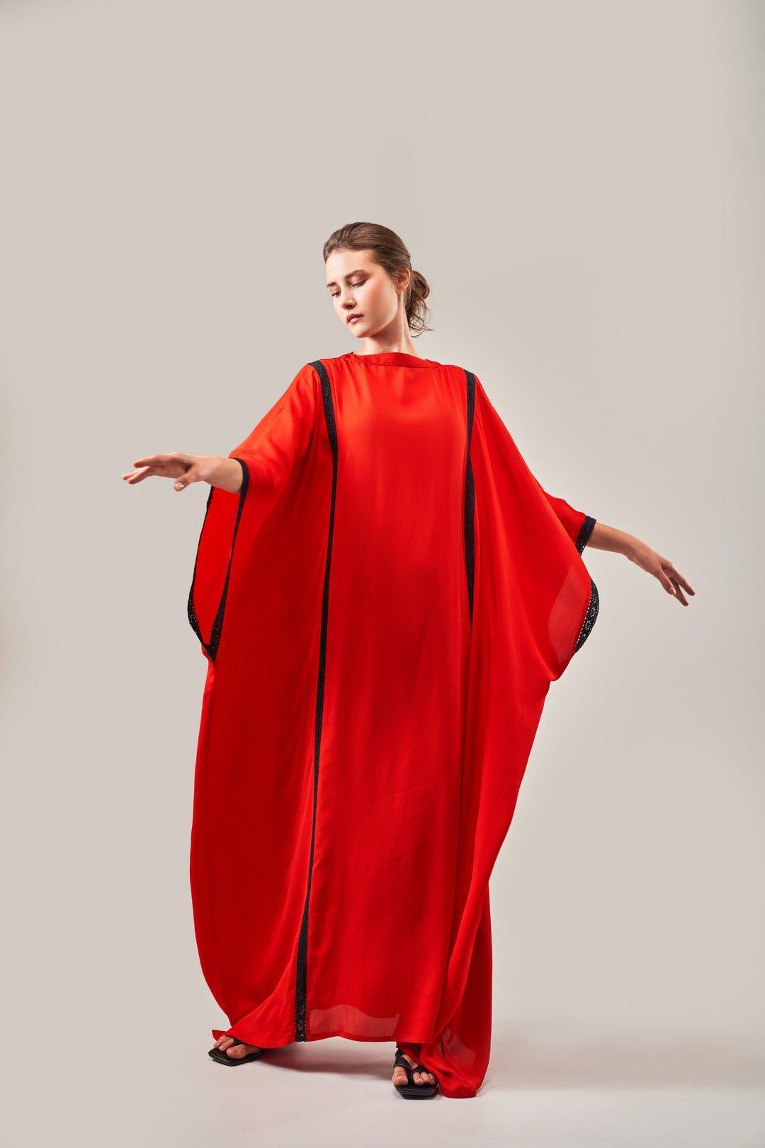 COLOURBLOCKED FLOWY KAFTAAN DRESS - Sotbella