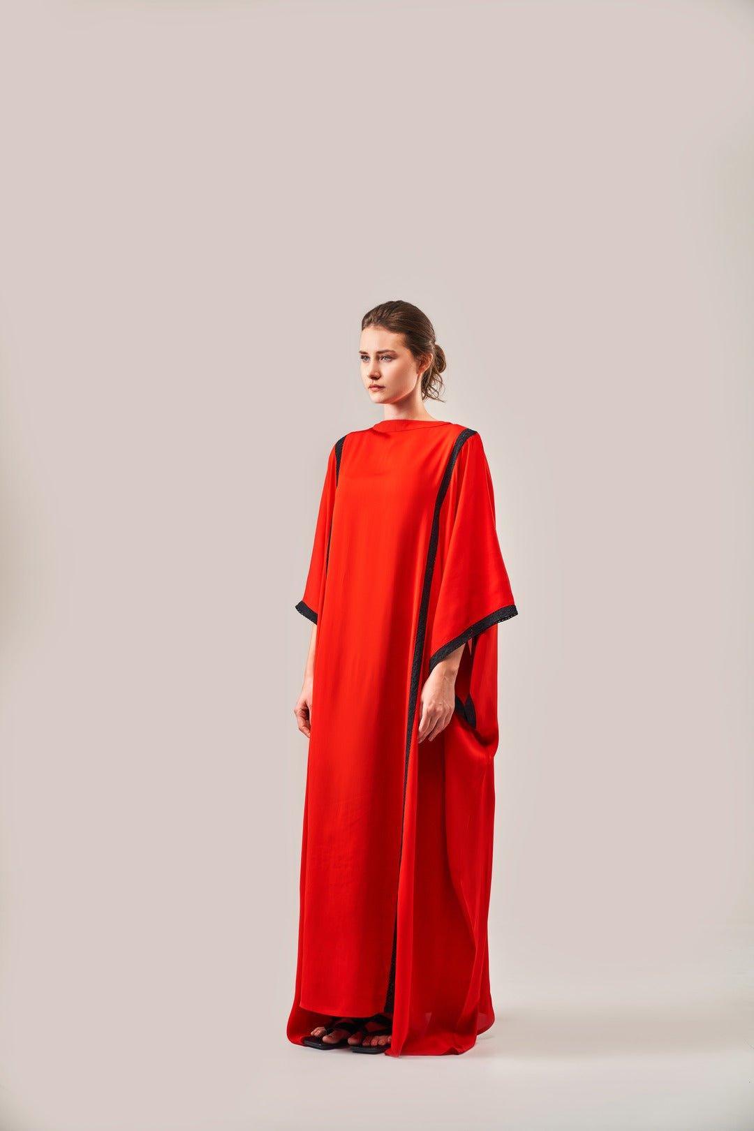 COLOURBLOCKED FLOWY KAFTAAN DRESS - Sotbella