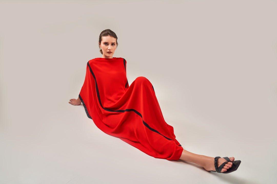 COLOURBLOCKED FLOWY KAFTAAN DRESS - Sotbella