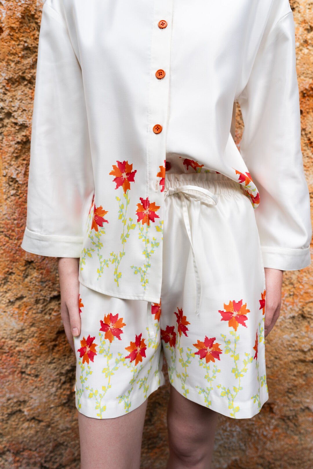 CORAL PIXEL PRINT WHITE CO - ORD SET - Sotbella