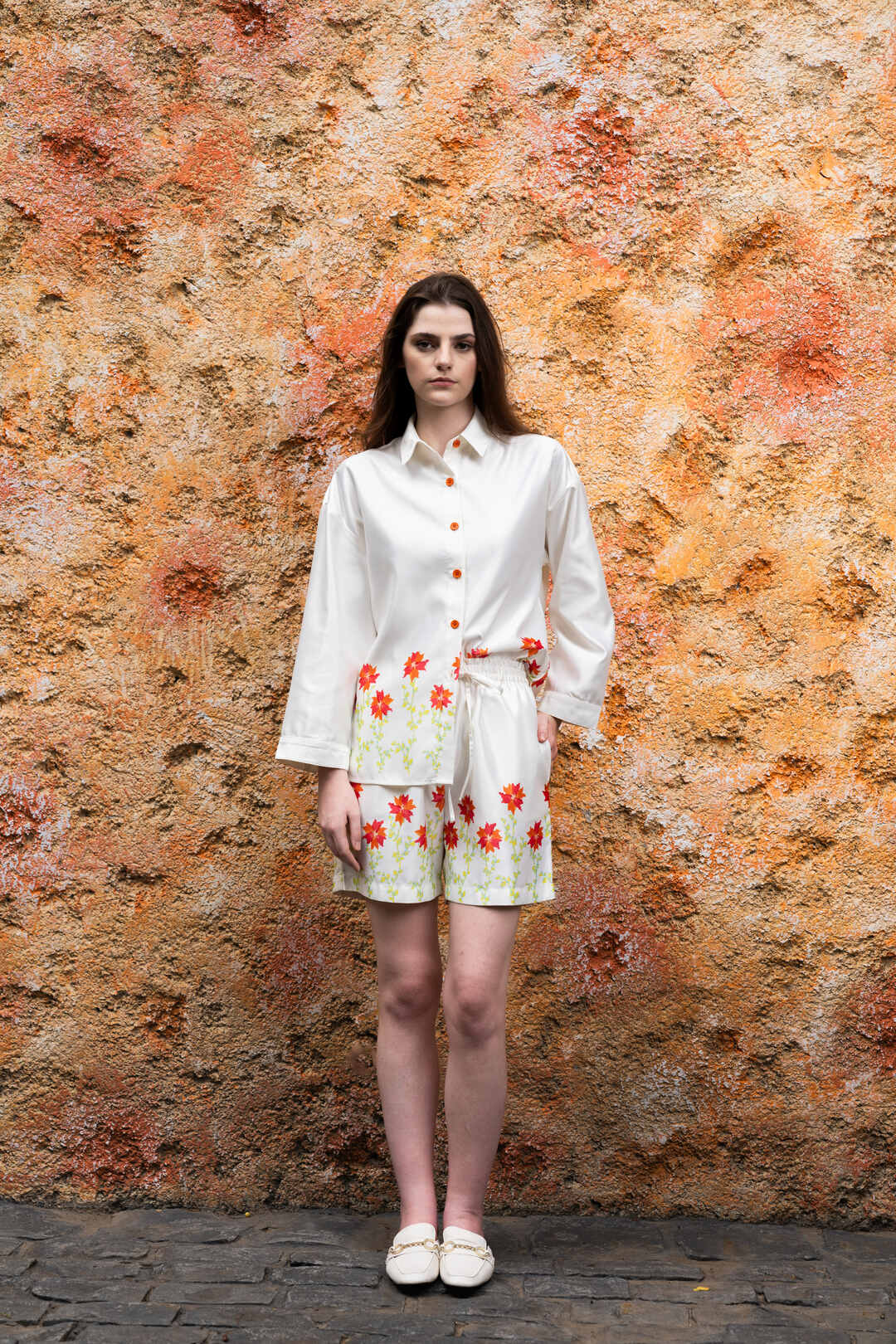 CORAL PIXEL PRINT WHITE CO - ORD SET - Sotbella