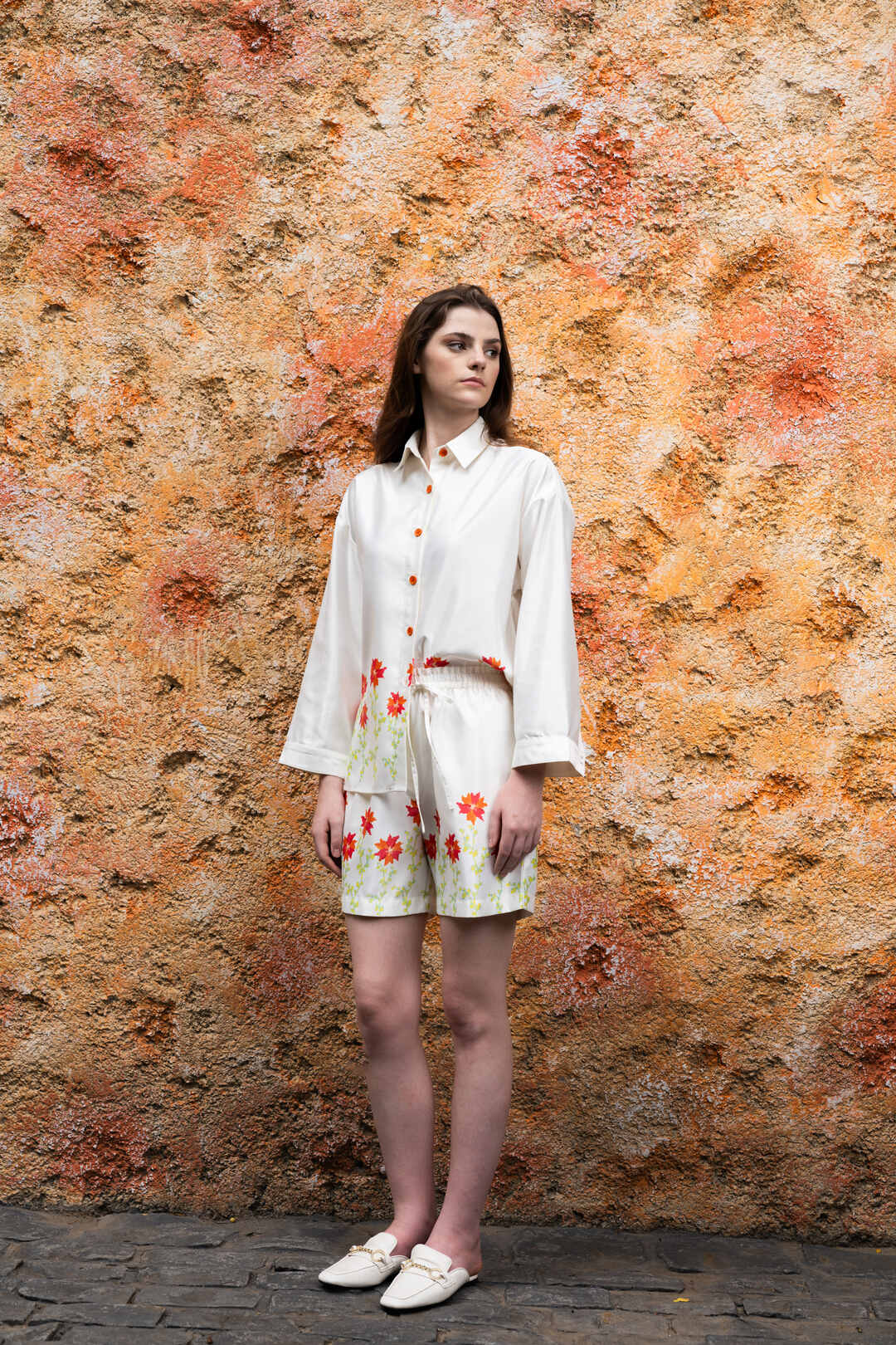 CORAL PIXEL PRINT WHITE CO - ORD SET - Sotbella