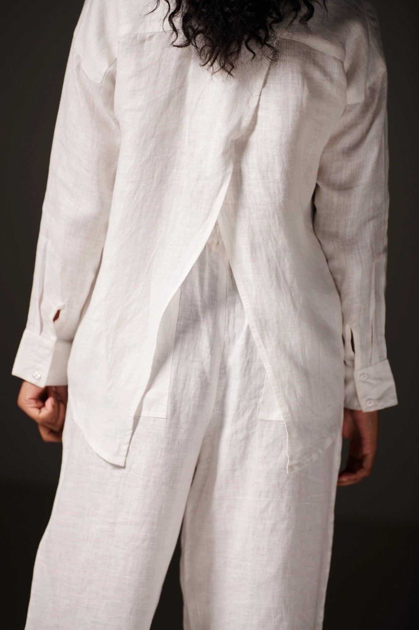 Cross Slit Linen Co-Ord Set - Sotbella