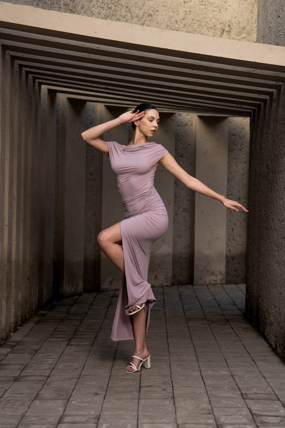 DRAPED DROP SHOULDER DRESS - Sotbella