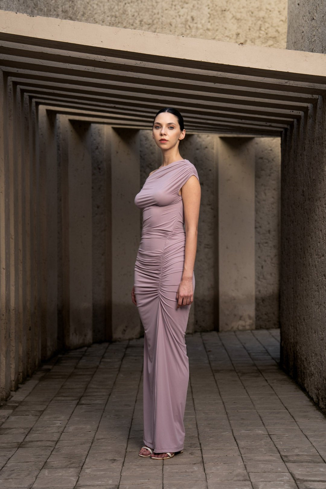 DRAPED DROP SHOULDER DRESS - Sotbella