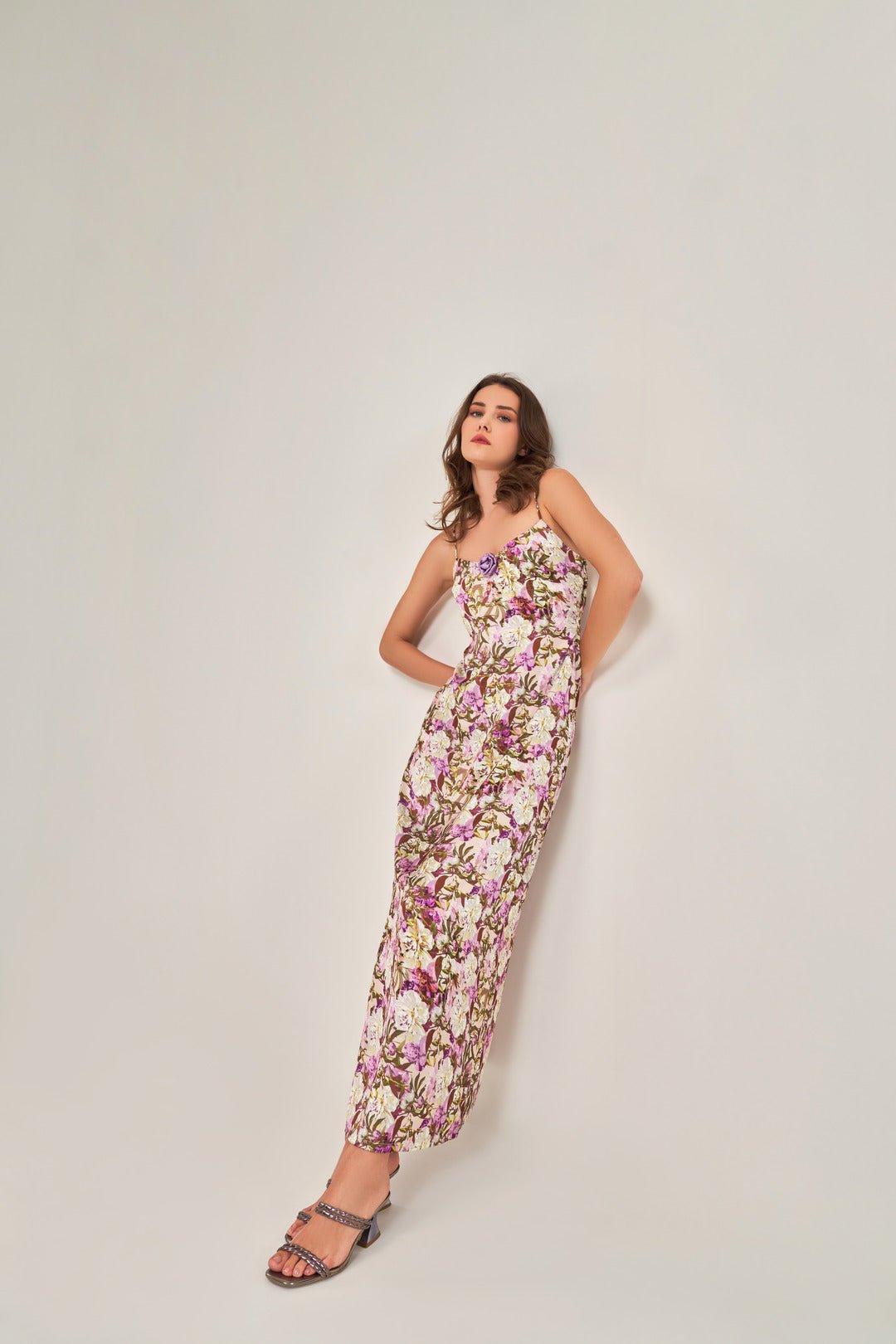 FLORAL A- LINE MAXI DRESS - Sotbella