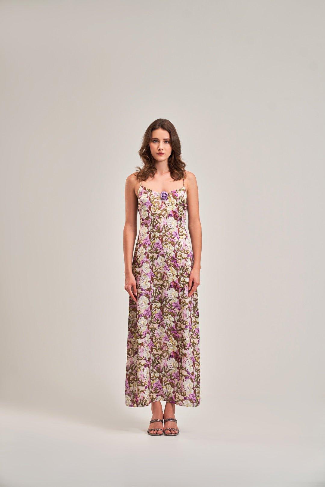 FLORAL A- LINE MAXI DRESS - Sotbella