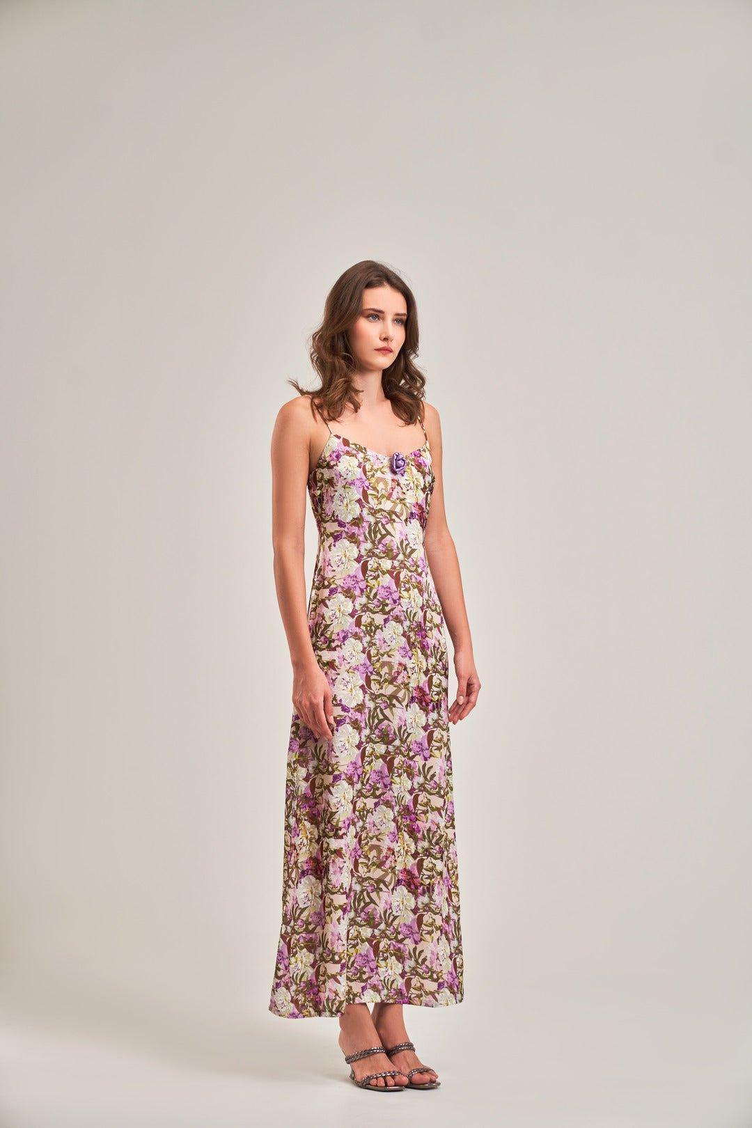 FLORAL A- LINE MAXI DRESS - Sotbella