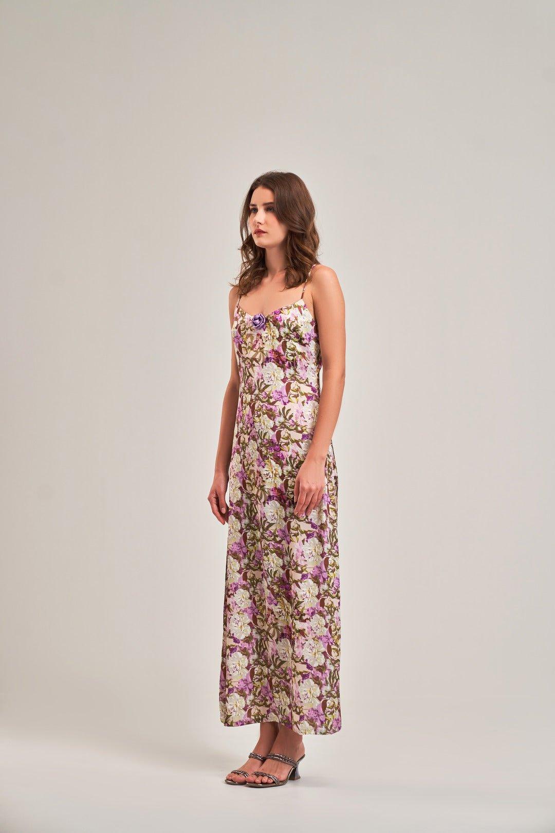 FLORAL A- LINE MAXI DRESS - Sotbella