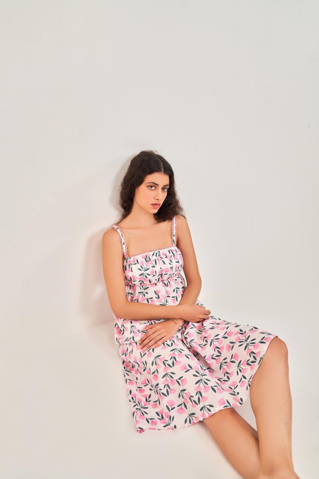 FLORAL EMIRE A-LINE DRESS - Sotbella