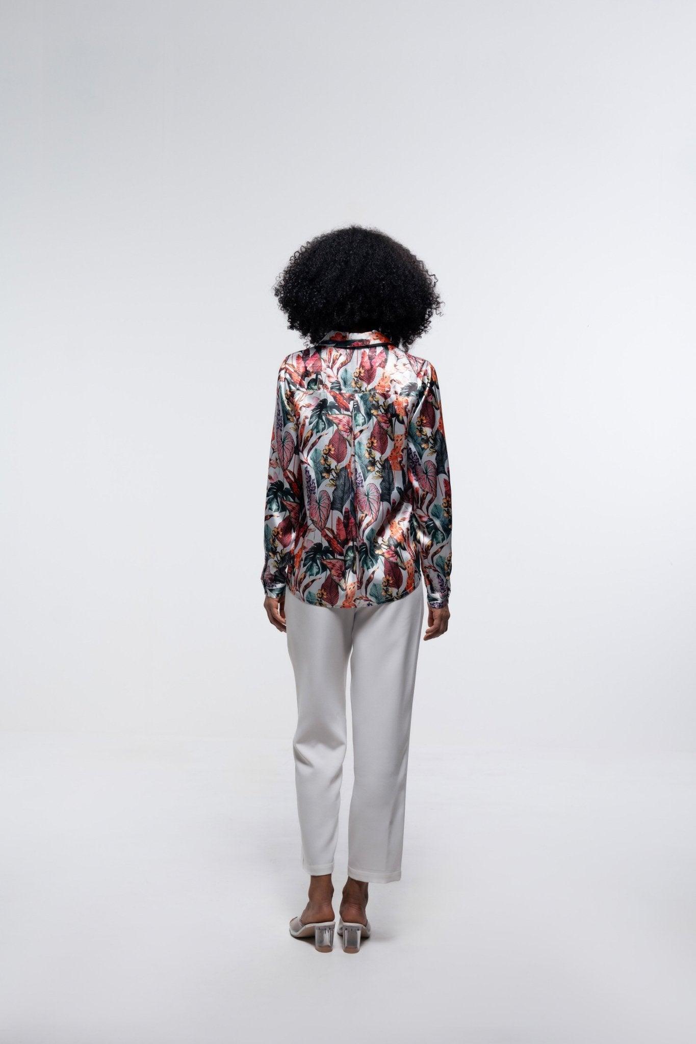 FLORAL SATIN LOOSE FIT SHIRT - Sotbella