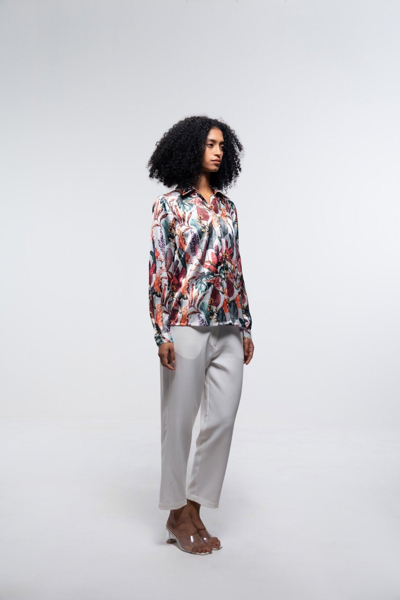 FLORAL SATIN LOOSE FIT SHIRT - Sotbella