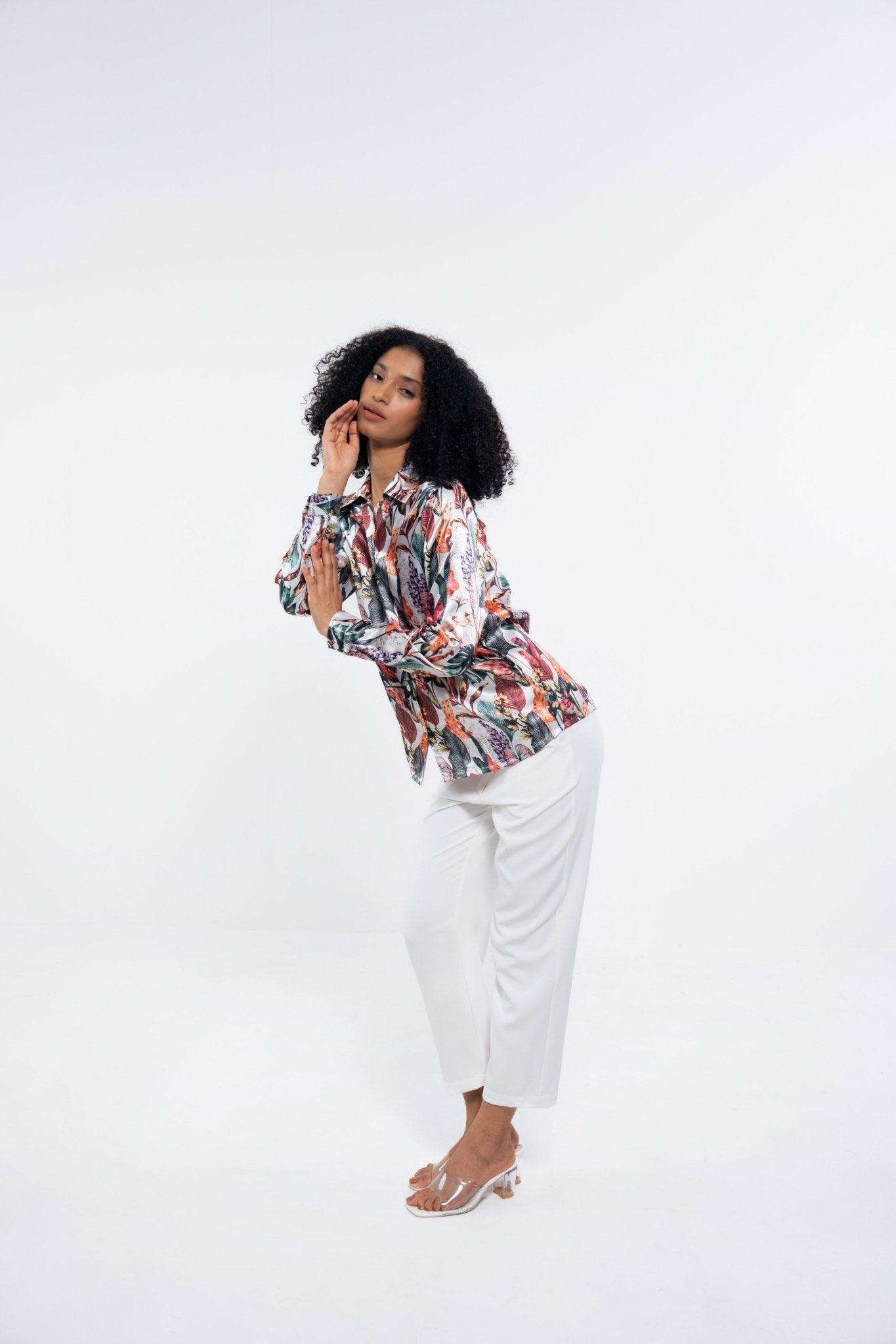 FLORAL SATIN LOOSE FIT SHIRT - Sotbella