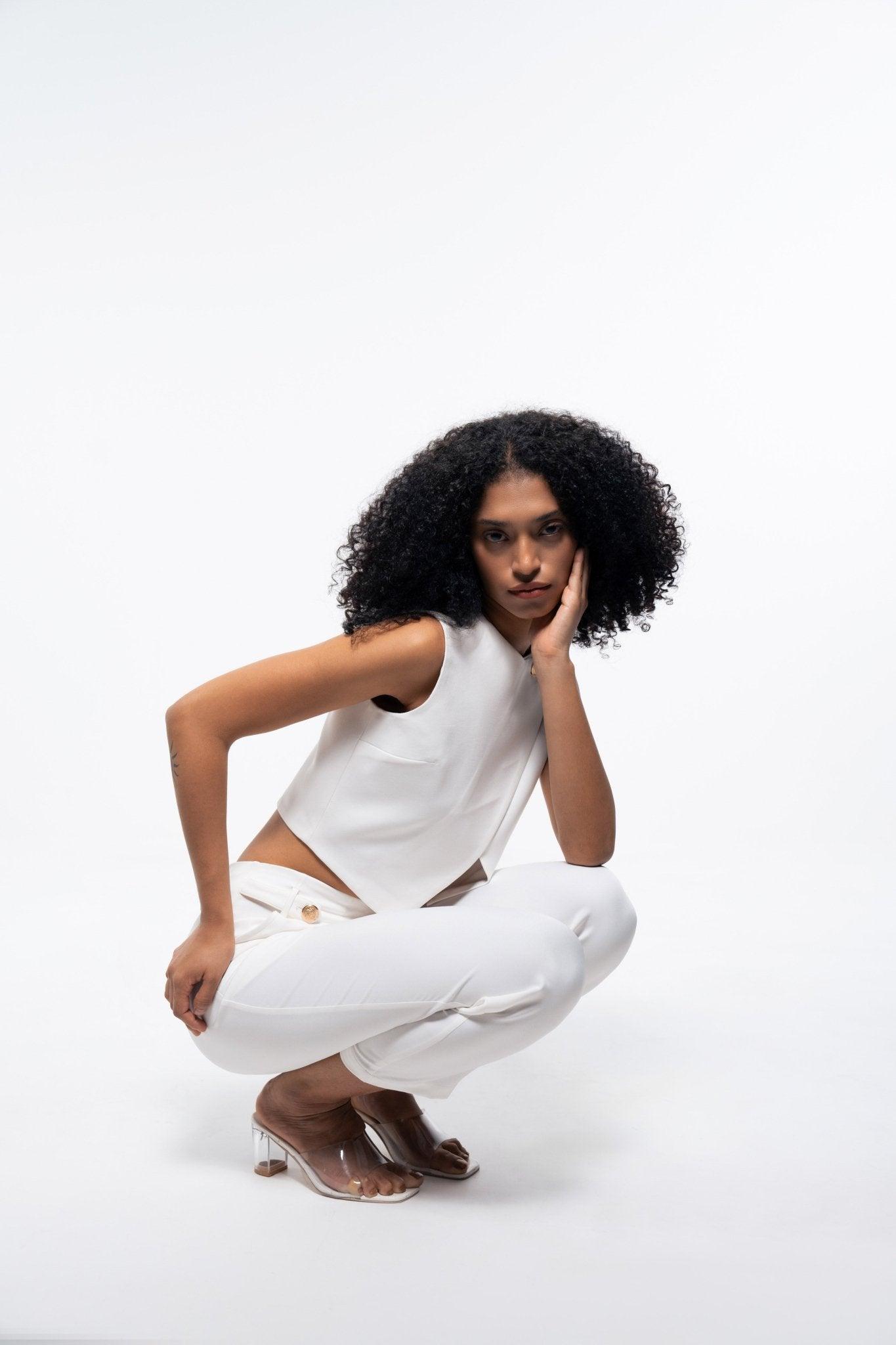 FORMAL WHITE TOP AND PANT CO - ORD SET - Sotbella