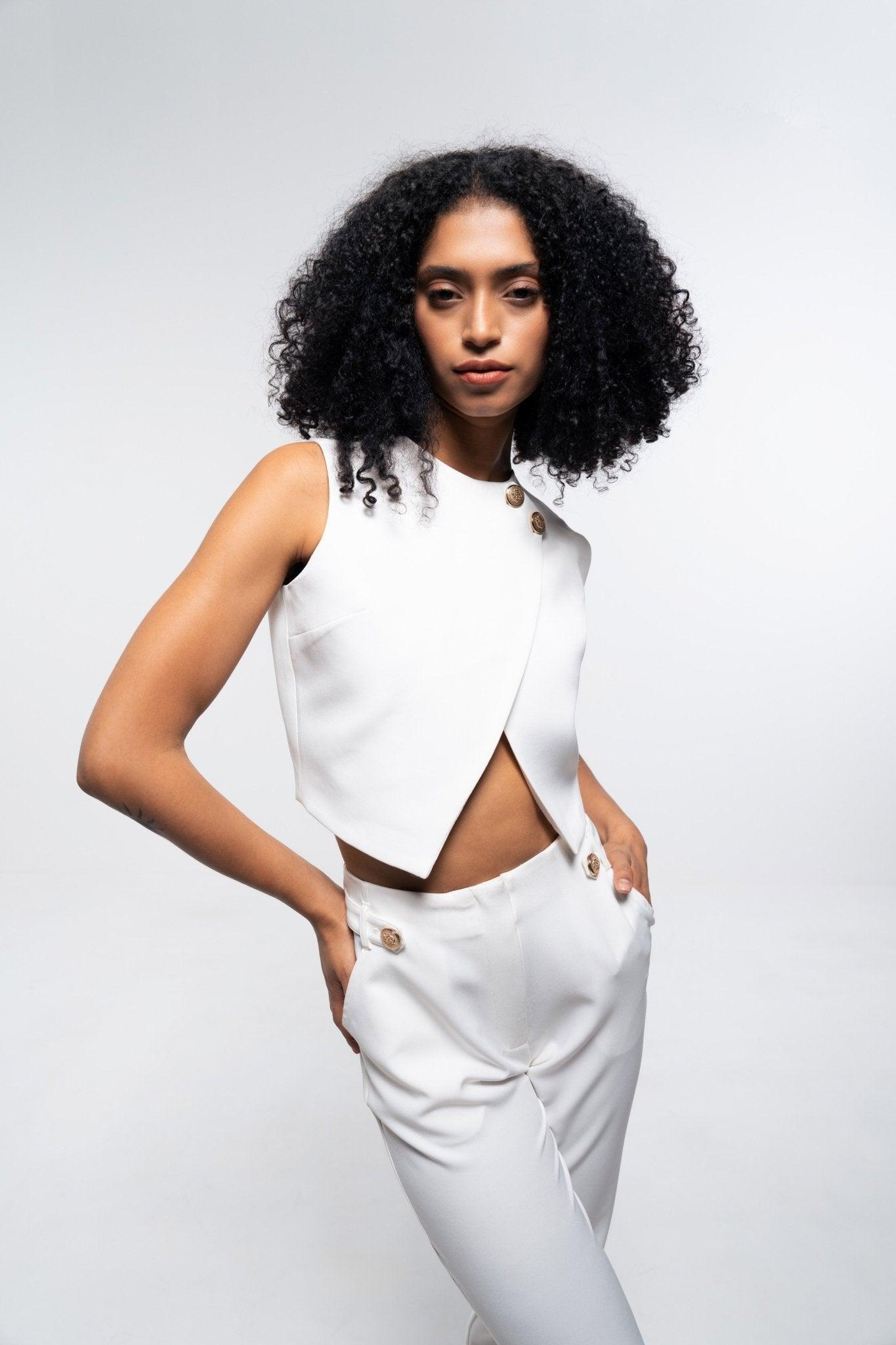 FORMAL WHITE TOP AND PANT CO - ORD SET - Sotbella