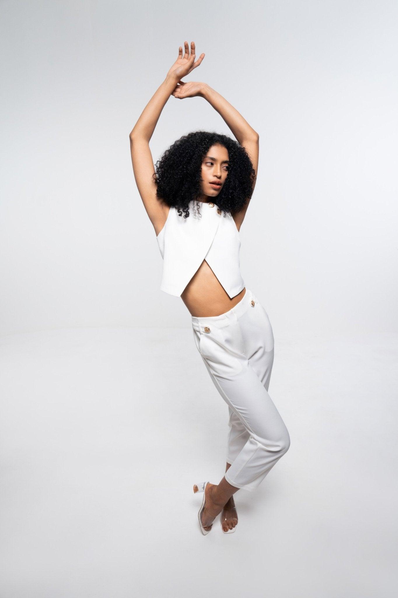 FORMAL WHITE TOP AND PANT CO - ORD SET - Sotbella