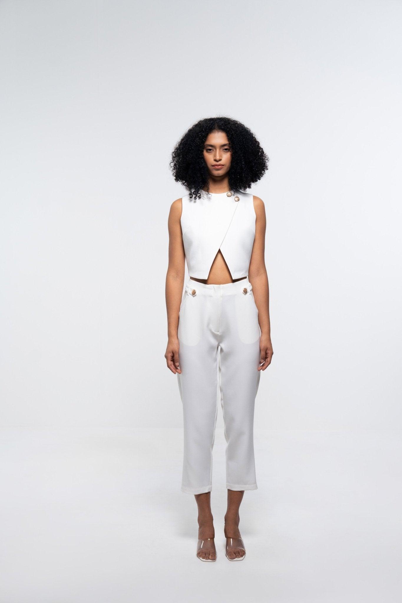 FORMAL WHITE TOP AND PANT CO - ORD SET - Sotbella