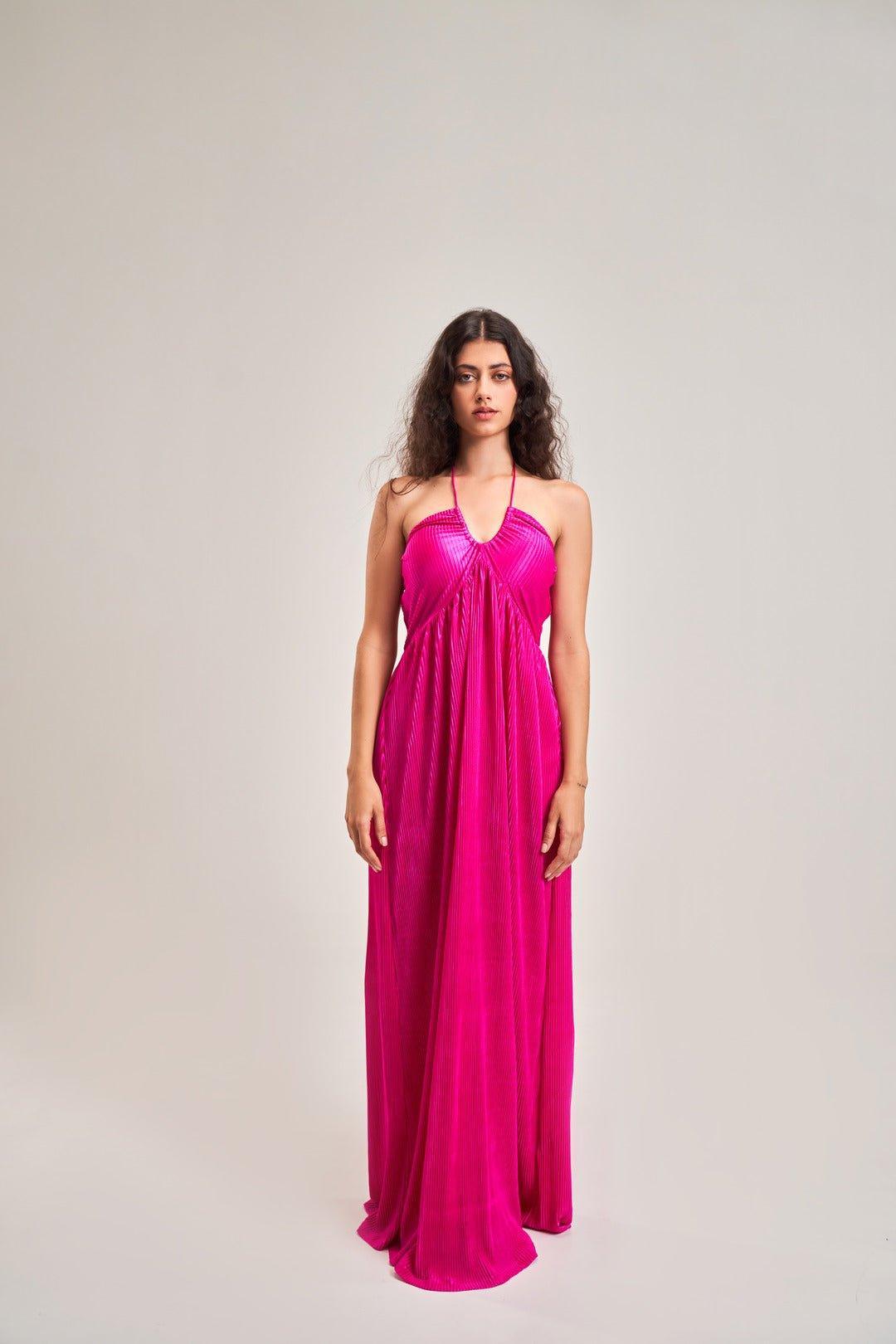 FUCHSIA DRAWSTRING DETAIL DRESS - Sotbella